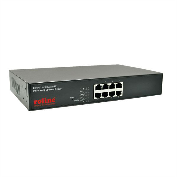 ROLINE PoE Fast Ethernet Switch, 8 Port, (8x PoE), 19" Einbau, 21.13.1191