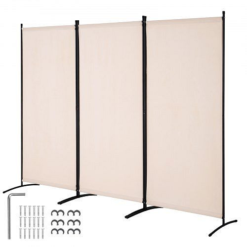 VEVOR Raumteiler 3 Paneele 260x184x52 cm, faltbarer Sichtschutz & Trennwand, freistehend, Beige, BLFWFGQSMB34AANASV0