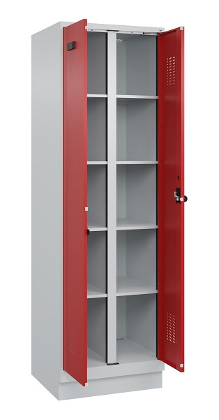 C+P Wäsche-Spind Evolo PLUS, mit Sockel, 2 Abteile, 1950x600x500mm, 7035/3000, Verschluss Drehriegel, 049022-20B S10003