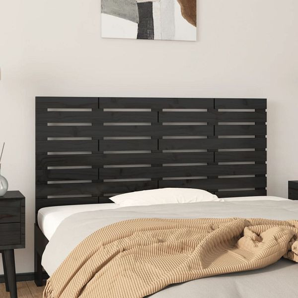 vidaXL Wand-Kopfteil Schwarz 146x3x63 cm Massivholz Kiefer, 824737