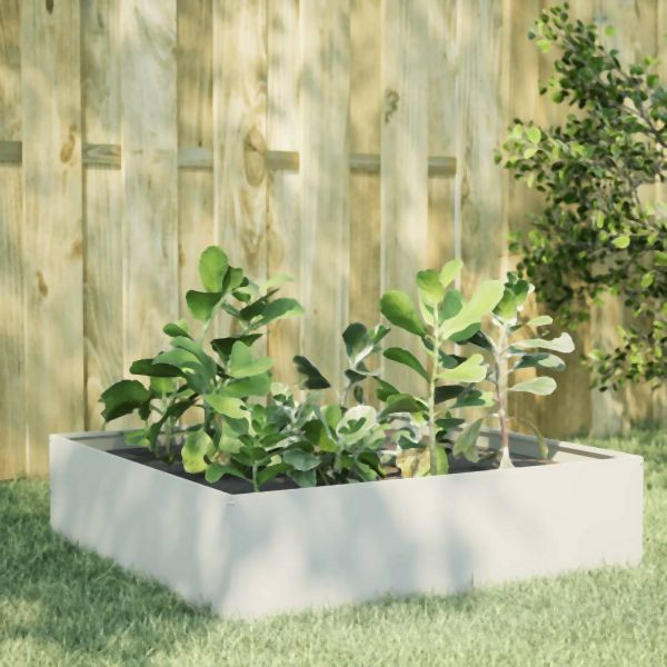 vidaXL Hochbeet Weiß 100x100x25 cm Stahl, für Heimwerker, 851032