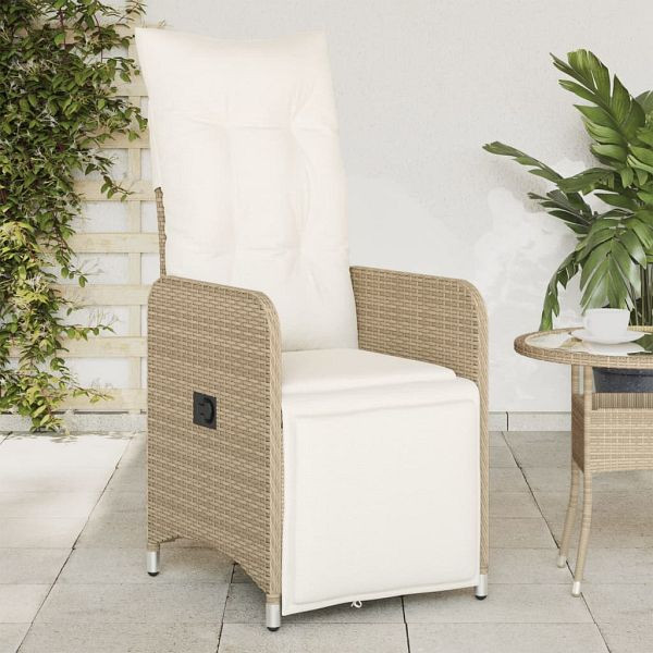 vidaXL Gartensessel mit Kissen 2 Stück Verstellbar Beige Poly Rattan, 365703