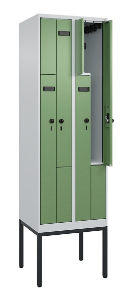 C+P Z-Spind Evolo PLUS, Gestell, 4 Fächer, 2120x600x500mm, 7035/6011, Drehriegel, 0490337-204 S10002