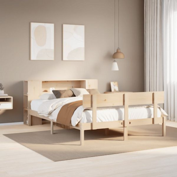 vidaXL Massivholzbett mit Regal ohne Matratze 140x190 cm Kiefernholz, 3321770