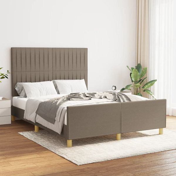 vidaXL Bettgestell mit Kopfteil Taupe 140x190 cm Stoff, 3125215