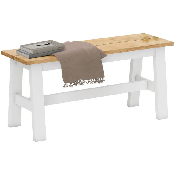 HOMCOM Sitzbank für 2, Holzbank in Eichenoptik, stabilisierende Querstange, für Wohnzimmer, 83A-288V90ND