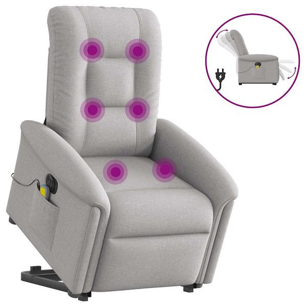 vidaXL Massagesessel mit Aufstehhilfe Elektrisch Wolkengrau Stoff, 3303293