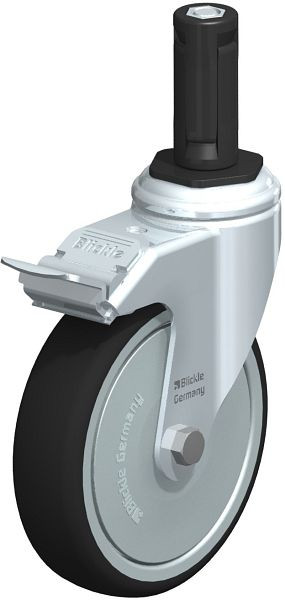 Blickle LKRA-PATH 126K-11-FI-FK-ER13 Apparate-Lenkrolle mit Expander & Feststeller, Thermoplastisches Polyurethan, Grau, 848888