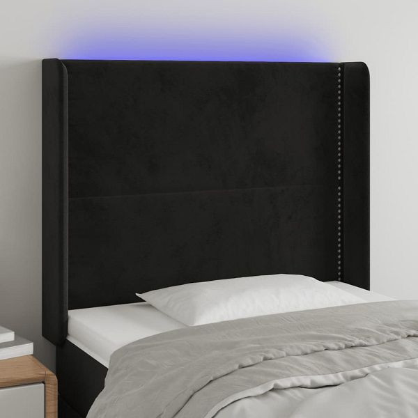 vidaXL LED Kopfteil Schwarz 103x16x118/128 cm Samt, 3123952