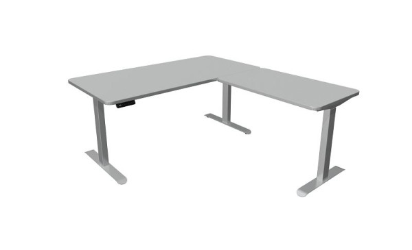 Kerkmann Sitz-/Stehtisch, Move 3 Premium, B 1600 x T 800 mm mit Anbauelement, elektrisch höhenverstellbar von 720-1210 mm, lichtgrau, 10332111