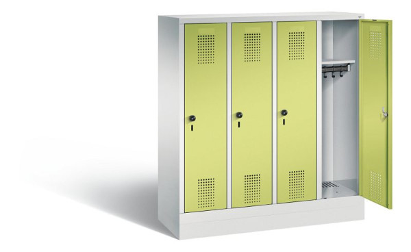 C+P Kindergarten-Spind Evolo, H1300xB1190xT300mm, Farbe: Lichtgrau / Viridingrün, 480203-40 S10087