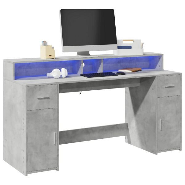 vidaXL LED-Schreibtisch Betongrau 160x55x91 cm Holzwerkstoff, 3309432