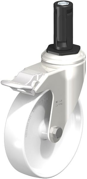 Blickle LKRXA-PO 126G-11-FI-EXR13 Edelstahl-Apparate-Lenkrolle mit Expander & Feststeller, Polyamid, Weiß, 853558