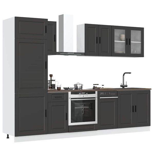 vidaXL 8-tlg. Küchenschrank-Set Kalmar Schwarz Holzwerkstoff, 3314812