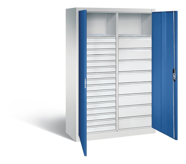 C+P Werkzeugschrank Acurado, H1950xB1200xT500mm, Farbe: Lichtgrau / Enzianblau, Muldengriff, 8931-303 S10041