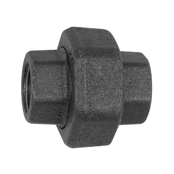 Riegler Verschraubung 330, flachdichtend, Rp 3, Rp 3, Temperguss schwarz, 133814