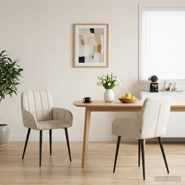 vidaXL Esszimmerstühle 2-teilig Samt Creme 57 x 50 x 85 cm, 42034277
