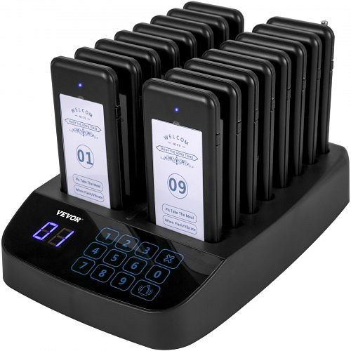 VEVOR 16 Pager Rufsystem Restaurant, 98 Kanäle Gäste Pager, Touchscreen Wireless Rufsystem Restaurant, QCQFX16KCCMP00001V2