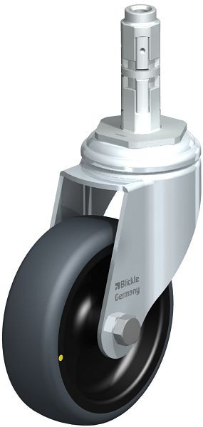 Blickle LKRA-TPA 101G-11-ELS-E12 Apparate-Lenkrolle mit Rückenloch, Thermoplastisches Gummi-Elastomer, Grau, 750700