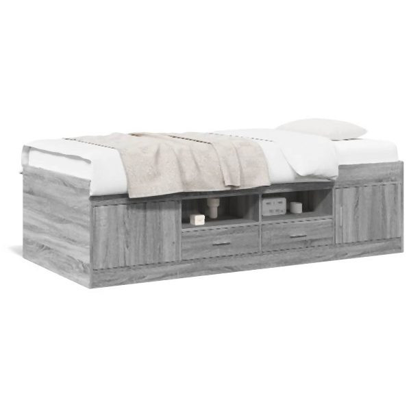 vidaXL Tagesbett mit Schubladen Grau Sonoma 90x200 cm Holzwerkstoff, 3280249