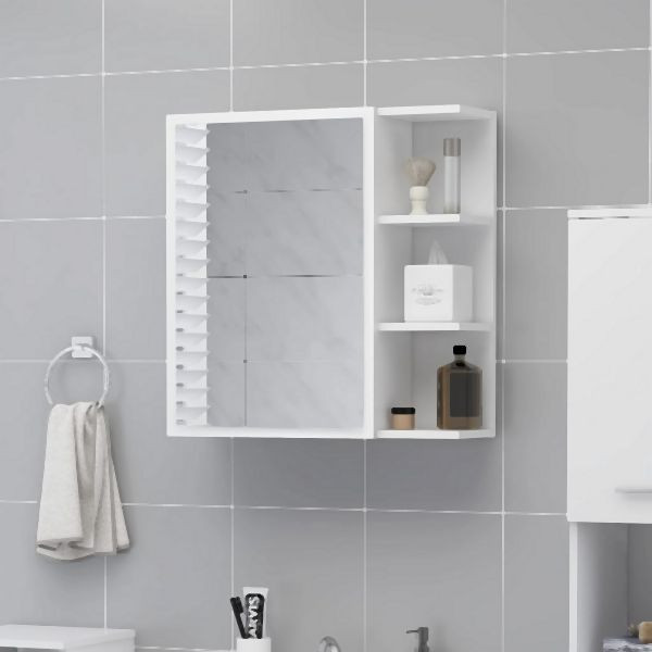 vidaXL Bad-Spiegelschrank Weiß 62,5x20,5x64 cm Holzwerkstoff, 803308