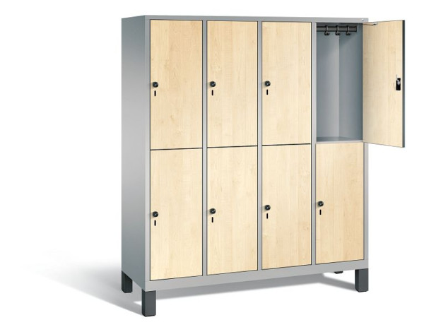 C+P Spind doppelstöckig Evolo, H1850xB1590xT500mm, Farbe: Weißaluminium / Dekor Donau-Ahorn, 48310-42 S10281