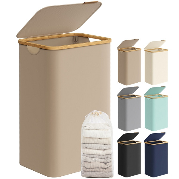 SONGMICS Wäschekorb, Tan, 42x32x70,5 cm, LCB509N01