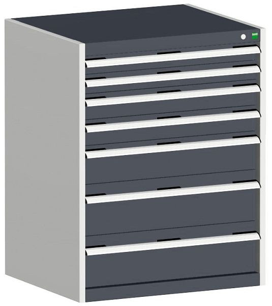 bott cubio Schubladenschrank bestückt mit 7 Schubladen BxTxH: 800 x 650 x 1000 mm, RAL 7035/7016, 40020053.19V