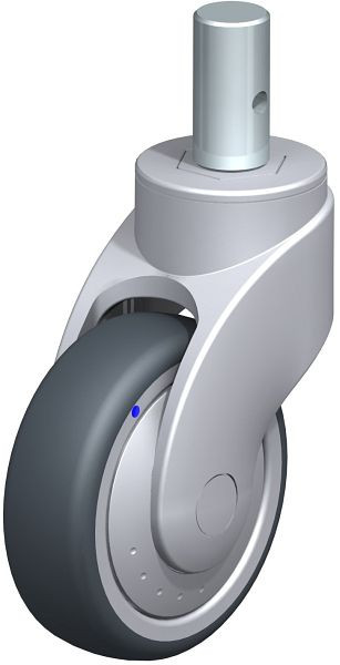 Blickle LWGX-TPA 101XK-FK-ZAX55 Kunststoff-Lenkrolle WAVE, rostfrei, mit Zapfen, Thermoplastisches Gummi-Elastomer, Grau, 744799