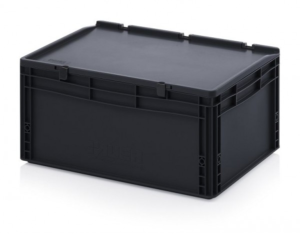 Auer ESD-Eurobehälter mit Scharnierdeckel, LxBxH: 60 x 40 x 28,5 cm, ESD ED 64/27 HG