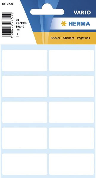 HERMA 3738 Vielzwecketiketten weiß 19x40 mm Papier matt 70 St., 3738