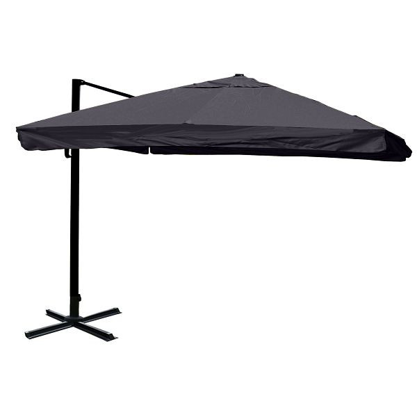 Mendler Gastronomie-Ampelschirm HWC-A96, 3x3m (Ø4,24m) Polyester Alu/Stahl 23kg, Flap, anthrazit ohne Ständer, drehbar, 138989+122472