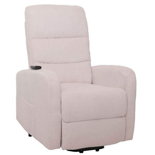 Mendler Fernsehsessel HWC-K62, Relaxsessel TV-Sessel Liege, Liegefunktion Aufstehhilfe, Metall Stoff/Textil Cord, creme-weiß, 108712