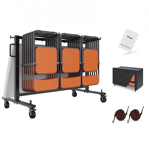 VEVOR 42 Stühle Klappstuhlwagen Robuster mobiler stapelbarer Stuhlwagen aus Eisen, ZYTC664734YCM2CICV0