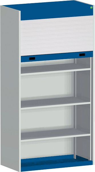bott cubio Rollladenschrank bestückt mit 4 Fachböden BxTxH: 1050 x 650 x 2000 mm, RAL 7035/5010, 40201011.11V