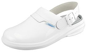 ABEBA Berufsschuhe Easy Clog Lack weiß, OB, Fersenriemen feststehend, verstellbar, Mikrofaser Lack, 7620-36