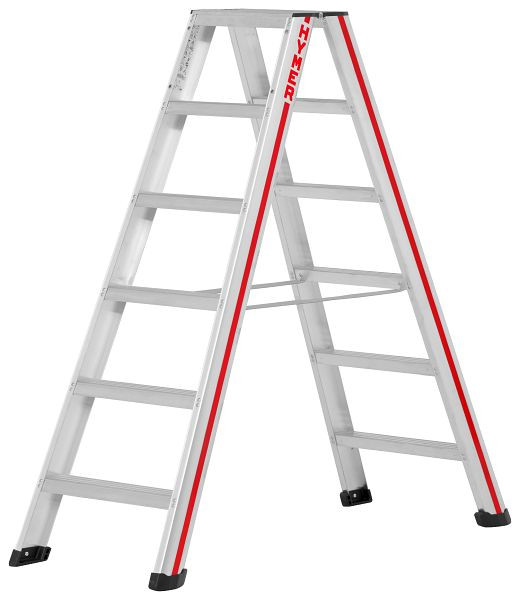 HYMER Stufenstehleiter, beidseitig begehbar, 2x6 Stufen, Länge 1,50 m, Standhöhe: 0,91 m, 602412