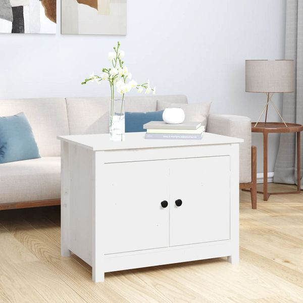 vidaXL Couchtisch Weiß 71x49x55 cm Massivholz Kiefer, 820927