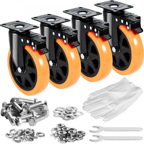 VEVOR Möbelrollen 4er-Set Lenkrollen PVC ⌀152,4mm Laufrollen 1.270kg Tragfähigkeit, PBJLCSJAZ4J56BOYXV0