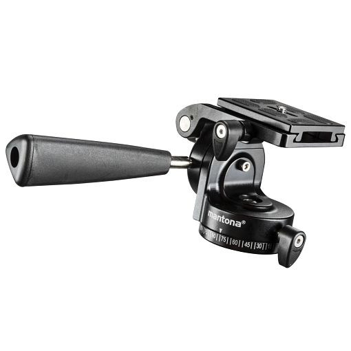 Mantona Stativneiger 3-Way-Pan, Produktfarbe: Schwarz, 1020366, 4250234503662
