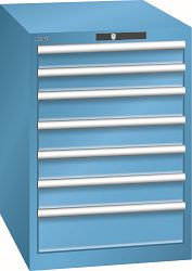 LISTA Schubladenschrank 27x36E (BxTxH) 564x725x800mm KEY Lock, Lichtblau, 7 Schubladen, Fronthöhen: 75-150 mm, 14.367.010