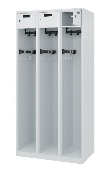 C+P Feuerwehrspind Evolo, Modell PRAKTUS, 3 Abteile, H1850xB900xT500 mm, Lichtgrau, 0492015-30 S10000