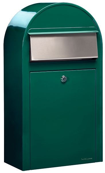 Bobi Grande S Großraumbriefkasten RAL 6005 und V2A, Farbe: grün, Klappe aus Edelstahl, 01.01.18.20