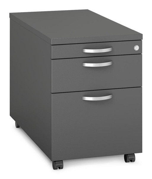 Deskin Rollcontainer MULTI M pro, Anthrazit, 435 x 800 x 600 mm, 1 + 1 Schübe + 1 Hängeregistratur, 333367