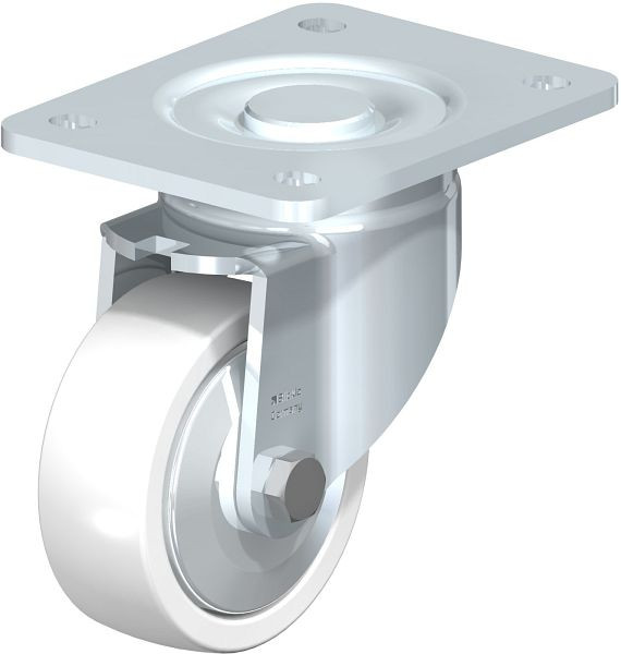 Blickle LH-SPO 100K-3-FA Stahlblech-Lenkrolle, Schwerlast-Ausführung, mit Anschraubplatte, Polyamid, Weiß, 726844