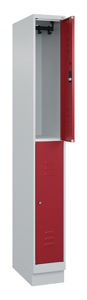 C+P Doppelstock-Spind Classic PLUS, Sockel, 1 Abteil, 1950x250x500mm, 7035/3003, 080320-19 S10016