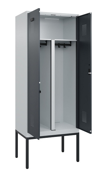 C+P PSA Doppel-Spind Evolo PLUS, Gestell, 2 Abteile, 2120x800x500mm, 7035/7016, Zylinderschloss, 0490327-22P S10039