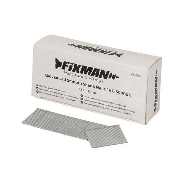 Fixman Galvanisierte Glattschaftnägel, 18 G, 5.000er-Packung, 32 x 1,25 mm, 724126