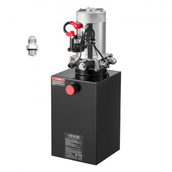 VEVOR 10 Qt einfachwirkende Hydraulikpumpe, Druck 22 MPa, 3,4 L/min, 12 V DC, Metallbehälter, Kippanhänger Schwarz, 12VDZYFXJSYXU2WWW001V9