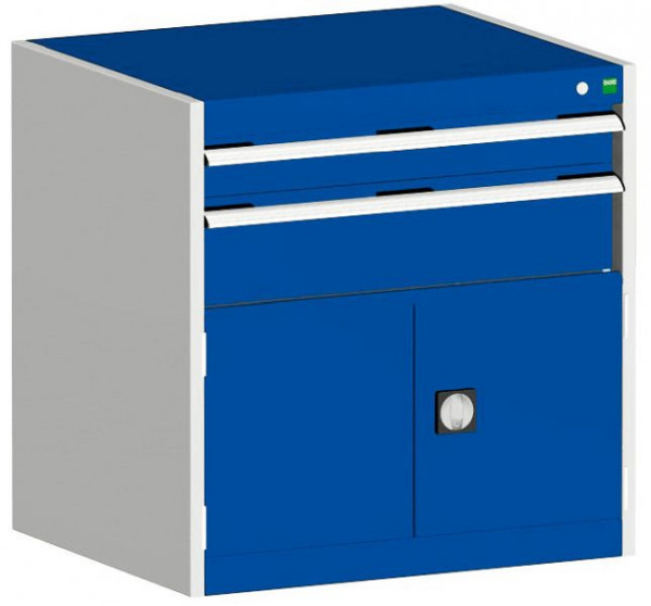 bott cubio Schubladenschrank bestückt mit 2 Schubladen, Tür BxTxH: 800 x 525 x 800 mm, RAL 7035/5010, 40012013.11V
